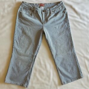 2000s NoBo No Boundaries Blue & White Railroad Striped Capris Sz 11 Y2K Twee